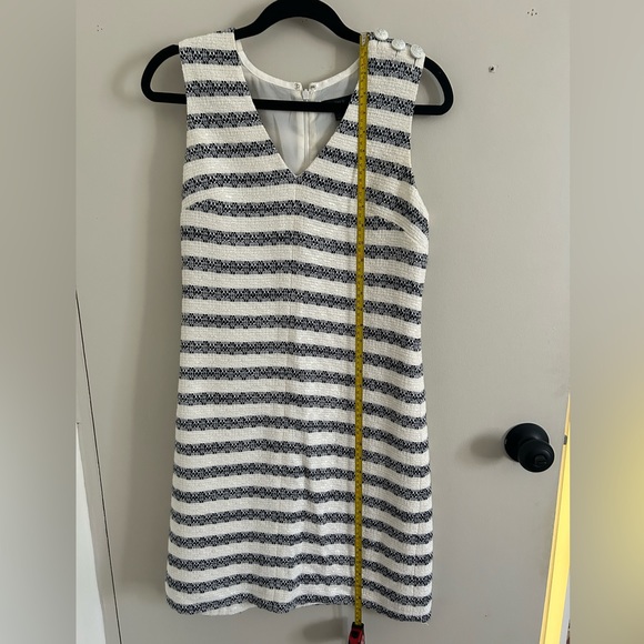 J.Crew Striped Tweed White Blue Sleeveless Nautical Dress Size 2 - Picture 7 of 11